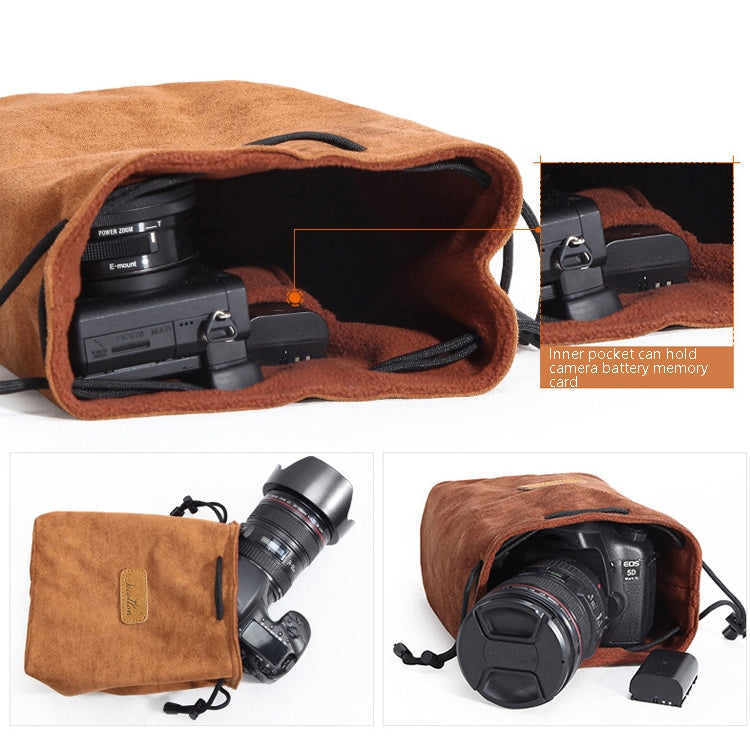 S.C.COTTON Liner Shockproof Digital Protection Portable SLR Lens Bag Micro Single Camera Bag Square Khaki L - free shipping - PMC TechLife - Order now!