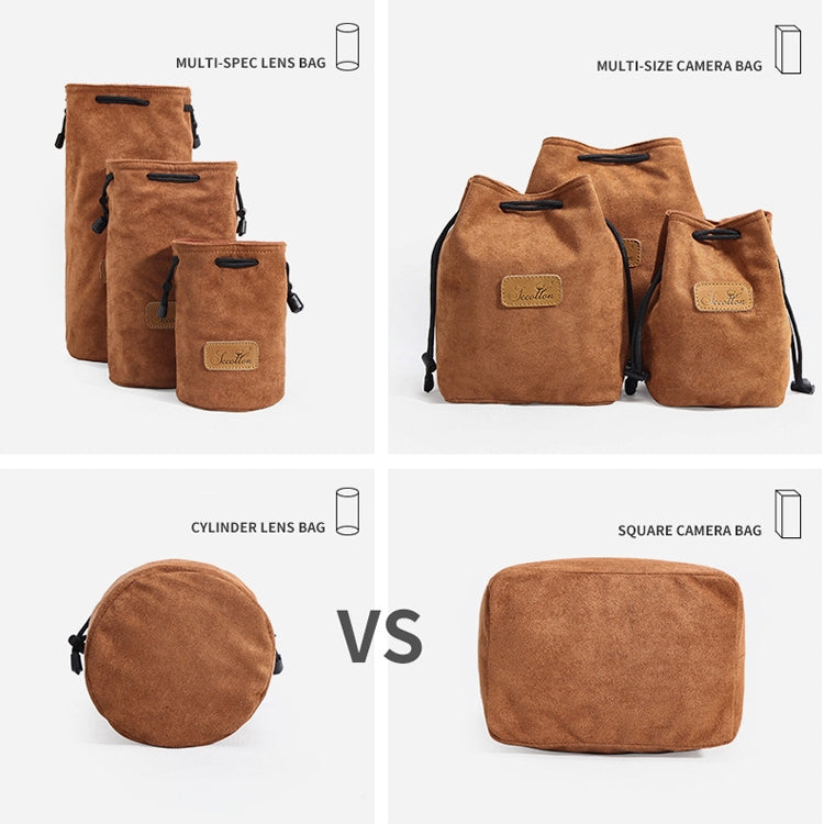 S.C.COTTON Liner Shockproof Digital Protection Portable SLR Lens Bag Micro Single Camera Bag Round Brown M - free shipping - PMC TechLife - Order now!