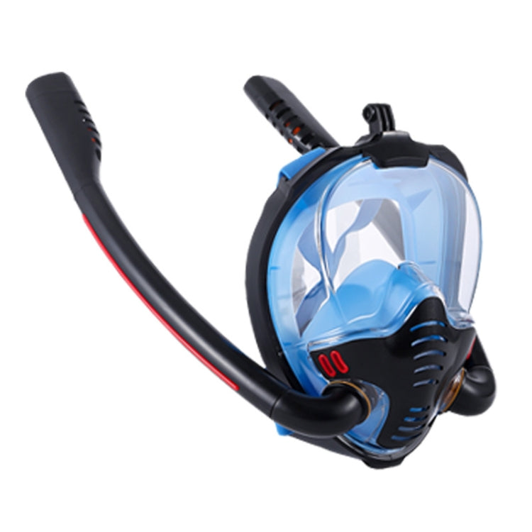 Snorkeling Mask Double Tube Silicone Full Dry Diving Mask Adult Swimming Mask Diving Goggles, Size: S/M(Black/Blue) - Diving Mask by PMC TechLife | Online Shopping South Africa | PMC TechLife | Buy Now Pay Later Mobicred
