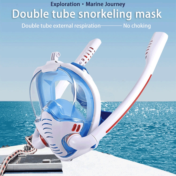 Snorkeling Mask Double Tube Silicone Full Dry Diving Mask Adult Swimming Mask Diving Goggles, Size: L/XL(Black/Blue) - Diving Mask by PMC TechLife | Online Shopping South Africa | PMC TechLife | Buy Now Pay Later Mobicred