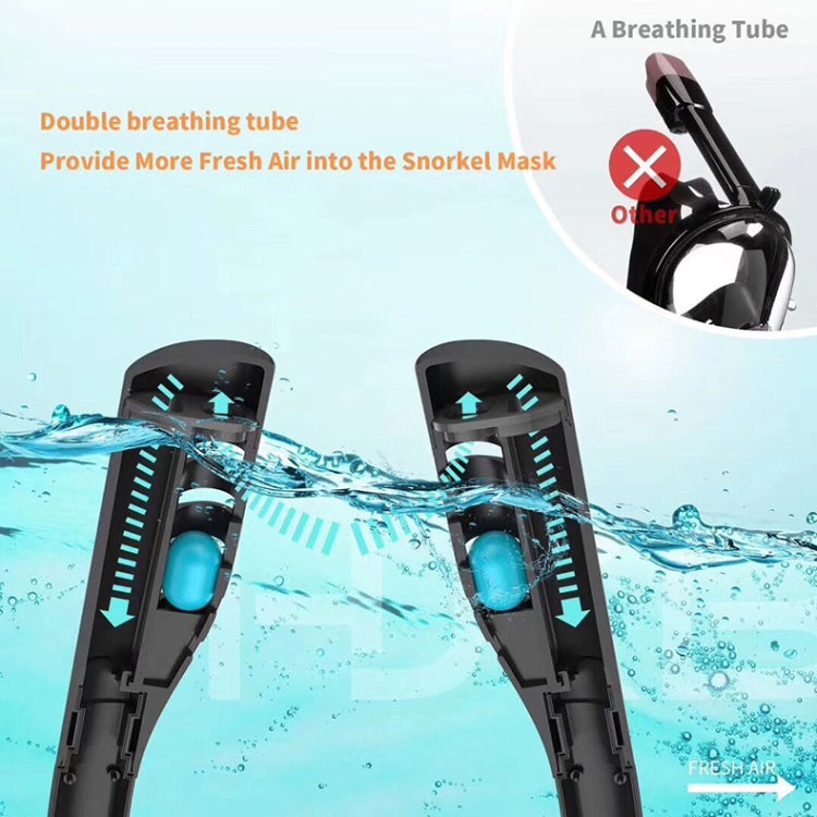 Snorkeling Mask Double Tube Silicone Full Dry Diving Mask Adult Swimming Mask Diving Goggles, Size: L/XL(Black/Black) - Diving Mask by PMC TechLife | Online Shopping South Africa | PMC TechLife | Buy Now Pay Later Mobicred