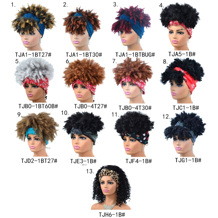Headscarf Wig Black Gradient Small Curly Wig Explosive Headgear, Colour: 13.TJH6-1B# - free shipping - PMC TechLife - Order now!