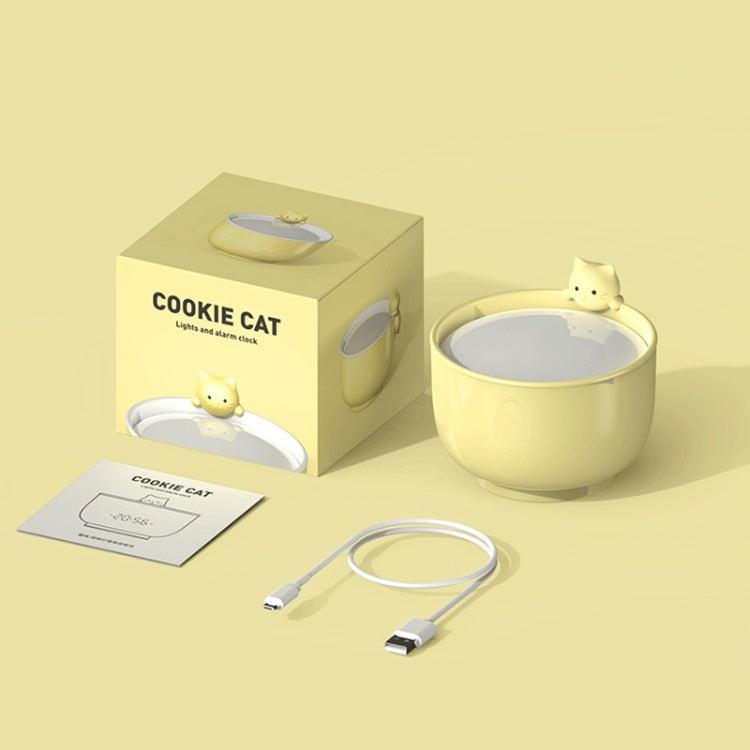 Cat Alarm Clock Night Light 2W LED Rechargeable Adjustable Children Bedroom Bedside Light(Beige) - Night Lights by PMc TechLife | Online Shopping South Africa | PMc TechLife | Buy Now Pay Later Mobicred