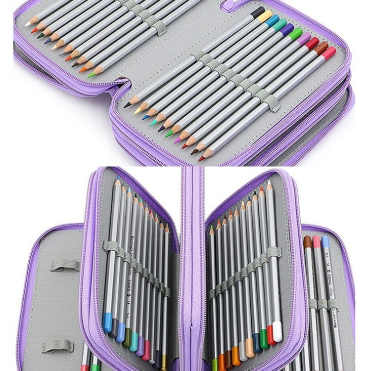 Solid Color Square Four-Layer Pencil Case Sketch Colorful Pencil Case With 72 Holes(Purple) - File Folder by PMC TechLife | Online Shopping South Africa | PMC TechLife | Buy Now Pay Later Mobicred