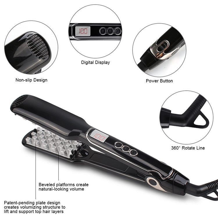 Multi-functional Long & Short Hair Styling Iron Ceramic Tourmaline Volumizing Hair Iron, Plug standard:US(Black gold) - free shipping - PMC TechLife - Order now!