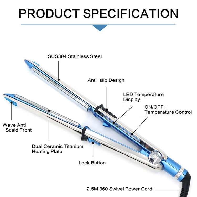 2 in 1 Titanium Hair Straighter Curler Iron(Blue) - free shipping - PMC TechLife - Order now!
