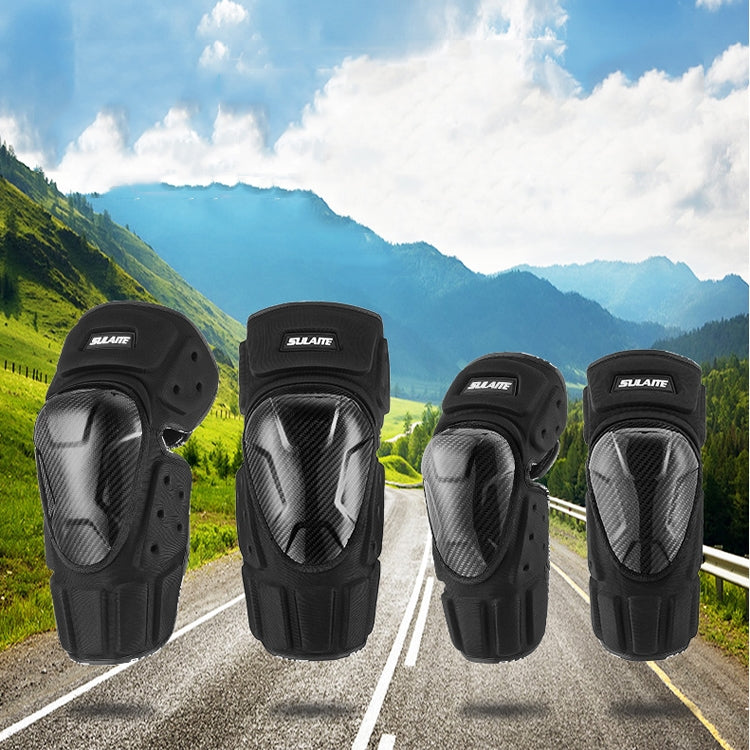 SULAITE Off-Road Motorcycle Windproof Warmth Drop-Proof Breathable Carbon Fiber Protective Gear, Specification: Knee Pads+Elbow Pads - free shipping - PMC TechLife - Order now!