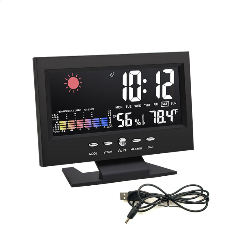 8082T Weather Forecast Clock LED Color Screen Perpetual Calendar Temperature And Humidity Intelligent Voice Control Electronic Alarm Cloc,Specification: Black + USB - Alarm Clocks by PMc TechLife | Online Shopping South Africa | PMc TechLife | Buy Now Pay Later Mobicred