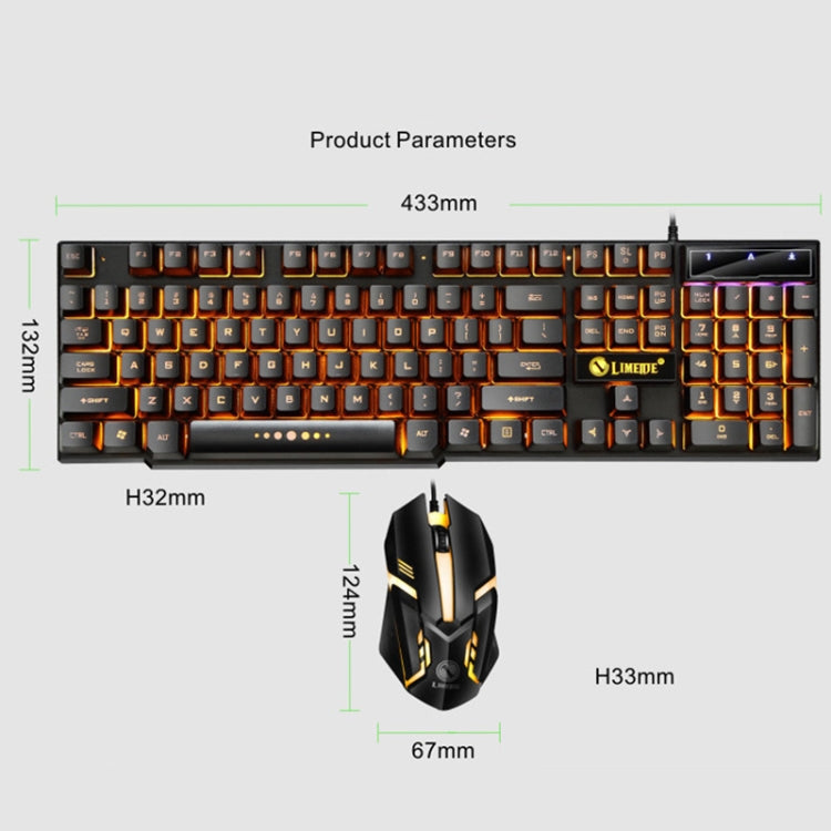 LIMEIDE GTX300 1600DPI 104 Keys USB Rainbow Suspended Backlight Wired Luminous Keyboard and Mouse Set, Cable Length: 1.4m(White) - Wired Keyboard by LIMEIDE | Online Shopping South Africa | PMC TechLife | Buy Now Pay Later Mobicred