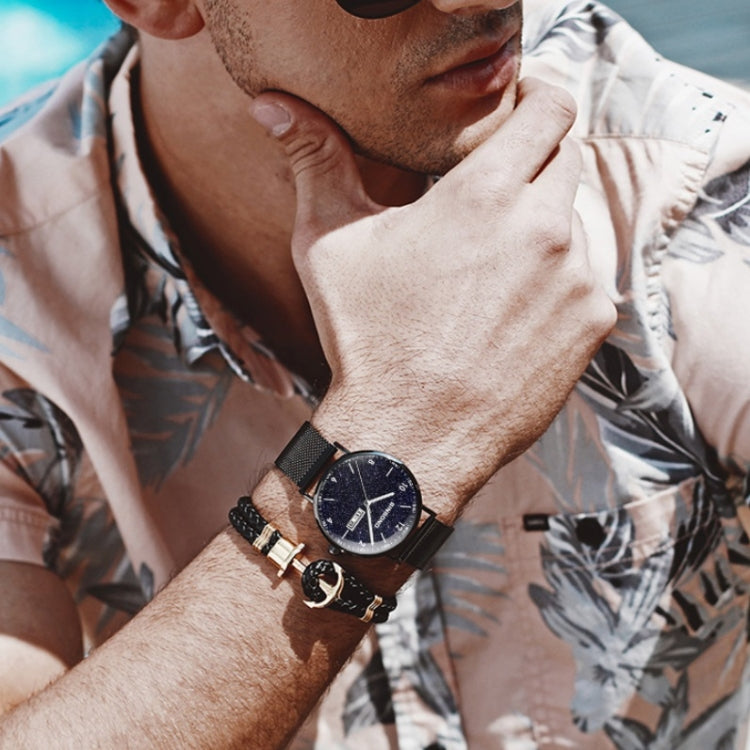 BINBOND B3820 Men Simple Luminous Quartz Watch Student Trendstarry Starry Sky Pattern Watch(Black Mash Rose Shell Rose Gold Nails) - free shipping - PMC TechLife - Order now!