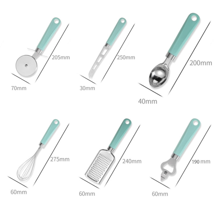 9 in 1 Plastic Handle Stainless Steel Kitchen Utensils Household Gadget Set(Cyan) - Gadgets by PMC TechLife | Online Shopping South Africa | PMC TechLife | Buy Now Pay Later Mobicred