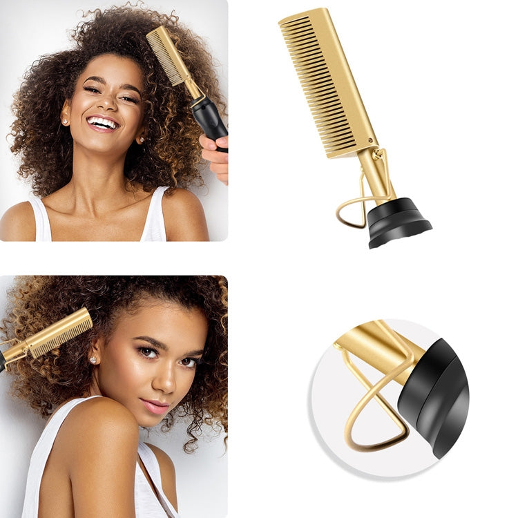 Multifunctional Comb Dry And Wet Dual-Use Curly Hair Straightening Stick Electric Perm Comb EU Plug(Black) - free shipping - PMC TechLife - Order now!