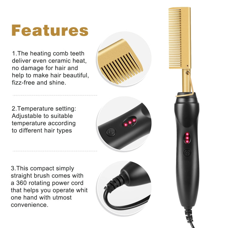 Multifunctional Comb Dry And Wet Dual-Use Curly Hair Straightening Stick Electric Perm Comb UK Plug(Black) - free shipping - PMC TechLife - Order now!
