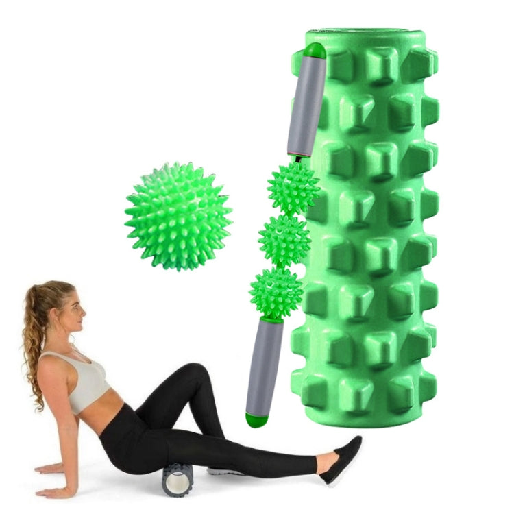 3 in 1 Eva Foam Roller Hollow Muscle Relaxation Roller Yoga Column Set, Length: 45cm (Green Wolf Tooth) - free shipping - PMC TechLife - Order now!
