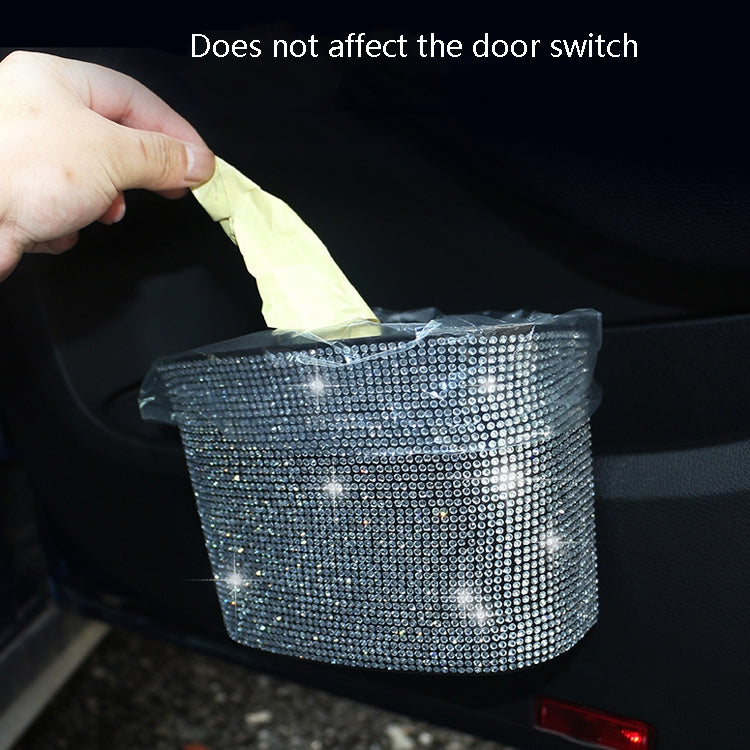 Car-Studded Trash Can Personality Car Hanging Trash Bag Multi-Function Car Storage Box(White Diamonds) - Stowing Tidying by PMC TechLife | Online Shopping South Africa | PMC TechLife | Buy Now Pay Later Mobicred