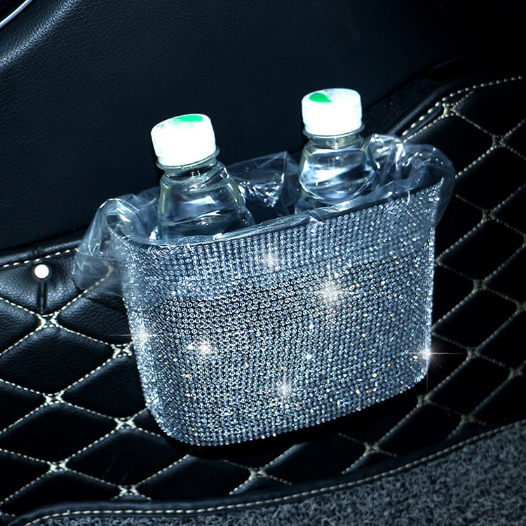 Car-Studded Trash Can Personality Car Hanging Trash Bag Multi-Function Car Storage Box(White Diamonds) - Stowing Tidying by PMC TechLife | Online Shopping South Africa | PMC TechLife | Buy Now Pay Later Mobicred