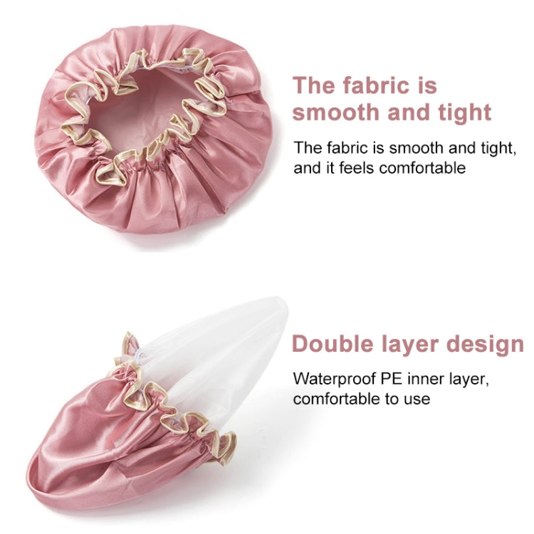 Lovely Thick Women Satin Colorful Double Waterproof Hair Cover Bathing Cap(Pink) - free shipping - PMC TechLife - Order now!