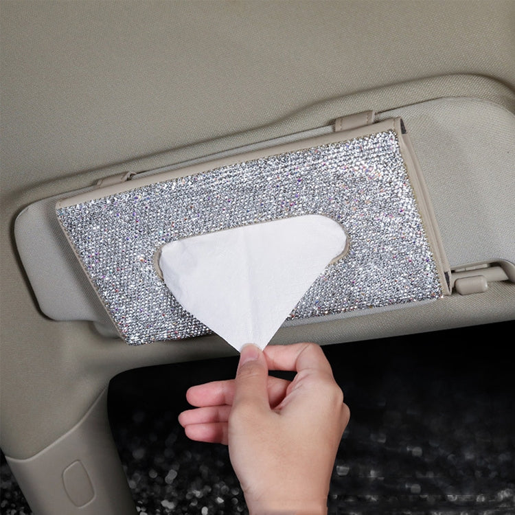 Car Tissue Box Car Hanging Sun Visor Pumping Box(Beige White Diamonds) - Tissue Boxes by PMC TechLife | Online Shopping South Africa | PMC TechLife | Buy Now Pay Later Mobicred