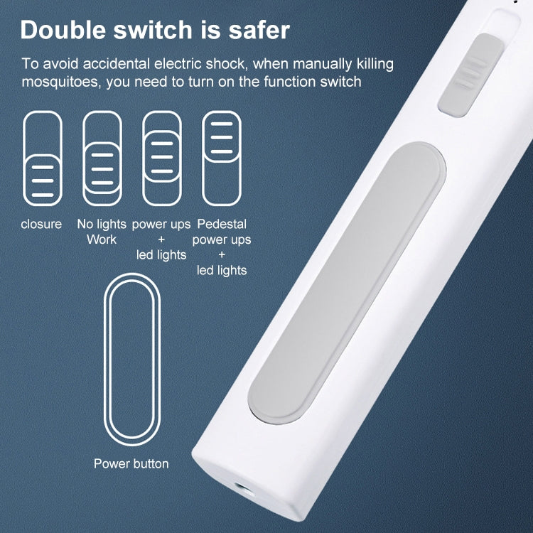 Electrical Mosquito Swatter Mosquito Killer Two-In-One USB Rechargeable Household Electrical Mosquito Swatter, Colour: LEDx10 Gray (Base Charging) - Fly Swatter by PMC TechLife | Online Shopping South Africa | PMC TechLife | Buy Now Pay Later Mobicred