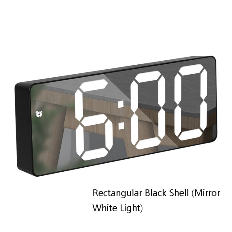 Mirror Bedside Alarm Clock Battery Plug-In Dual-Purpose LED Clock, Colour: Rectangular Black Shell (Mirror White Light) - Alarm Clocks by PMc TechLife | Online Shopping South Africa | PMc TechLife | Buy Now Pay Later Mobicred