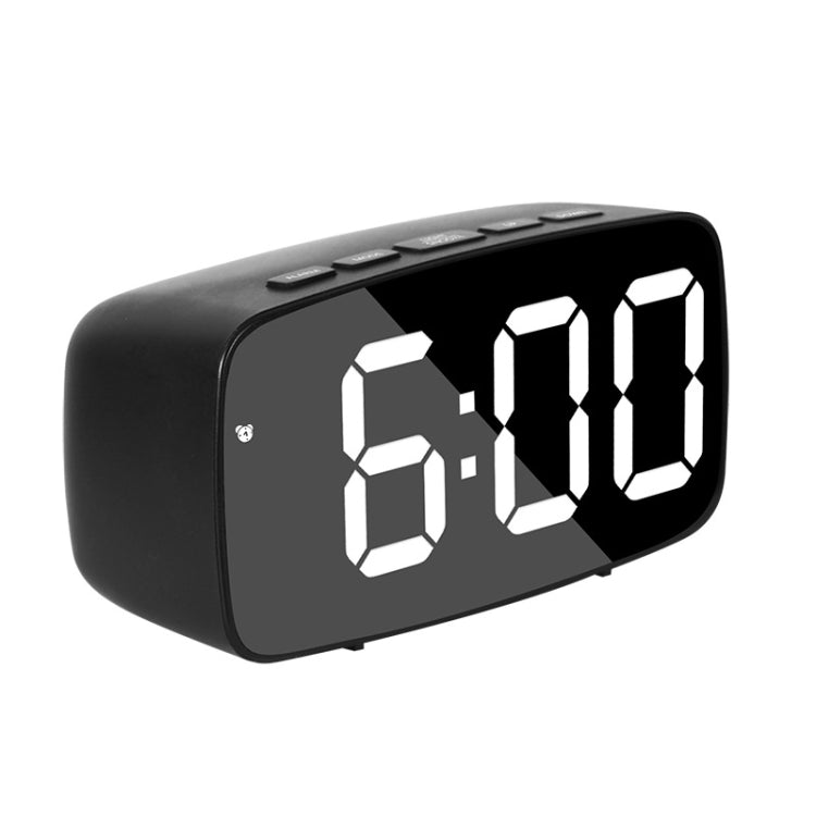 Mirror Bedside Alarm Clock Battery Plug-In Dual-Purpose LED Clock, Colour: Arc-shaped Black Shell (Black Surface White Light) - Alarm Clocks by PMc TechLife | Online Shopping South Africa | PMc TechLife | Buy Now Pay Later Mobicred