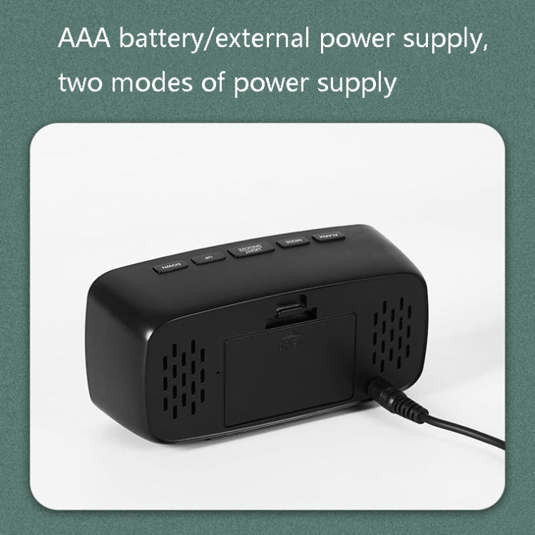 Mirror Bedside Alarm Clock Battery Plug-In Dual-Purpose LED Clock, Colour: Arc-shaped Black Shell (Black Surface White Light) - Alarm Clocks by PMc TechLife | Online Shopping South Africa | PMc TechLife | Buy Now Pay Later Mobicred