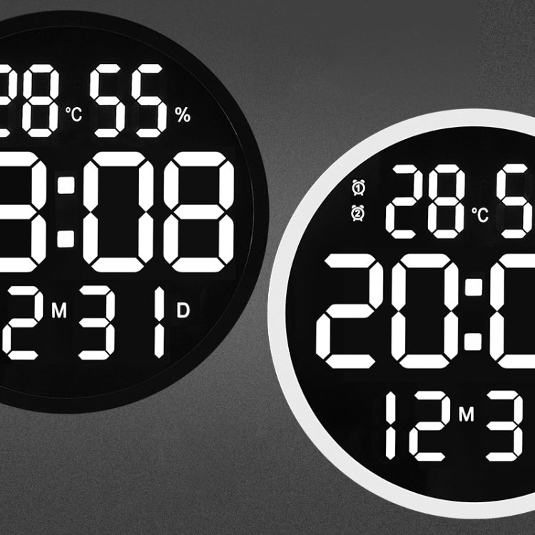 6620 12 Inch LED Simple Wall Clock Living Room Round Silent Digital Temperature And Humidity Electronic Clock(White Frame EU Plug) - Wall Clock by PMc TechLife | Online Shopping South Africa | PMc TechLife | Buy Now Pay Later Mobicred