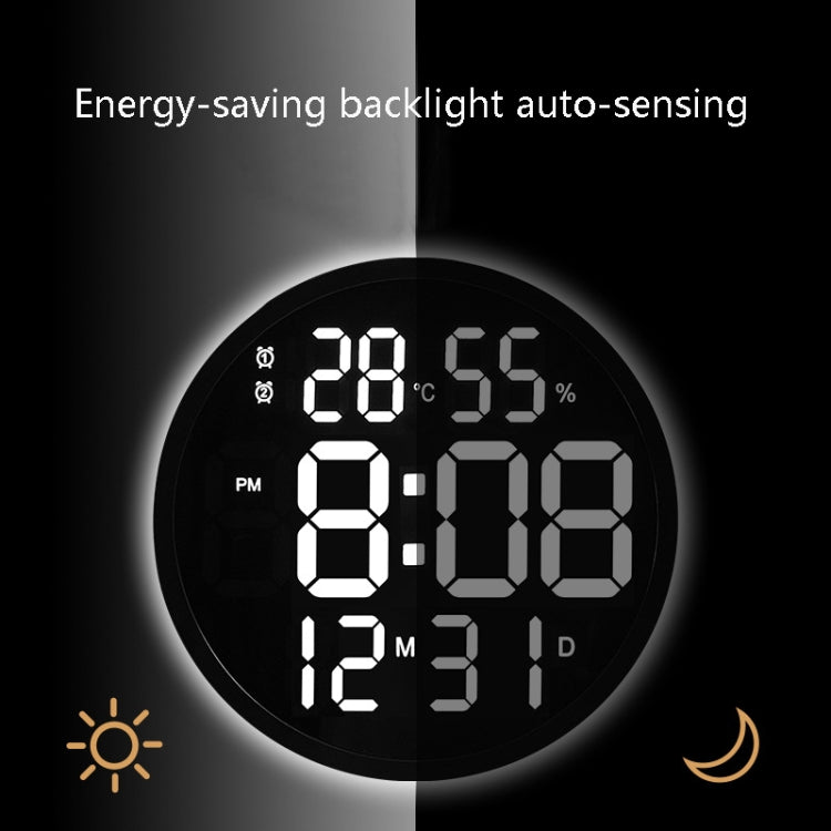 6620 12 Inch LED Simple Wall Clock Living Room Round Silent Digital Temperature And Humidity Electronic Clock(White Frame EU Plug) - Wall Clock by PMc TechLife | Online Shopping South Africa | PMc TechLife | Buy Now Pay Later Mobicred
