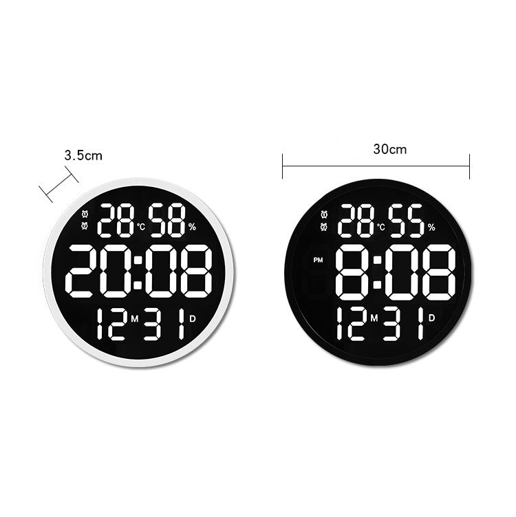 6620 12 Inch LED Simple Wall Clock Living Room Round Silent Digital Temperature And Humidity Electronic Clock(Black Frame US Plug) - Wall Clock by PMc TechLife | Online Shopping South Africa | PMc TechLife | Buy Now Pay Later Mobicred