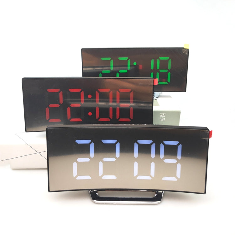 6507 Curved Big Screen Electronic Clock LED Mirror Mute Alarm Clock(White) - Alarm Clocks by PMc TechLife | Online Shopping South Africa | PMc TechLife | Buy Now Pay Later Mobicred