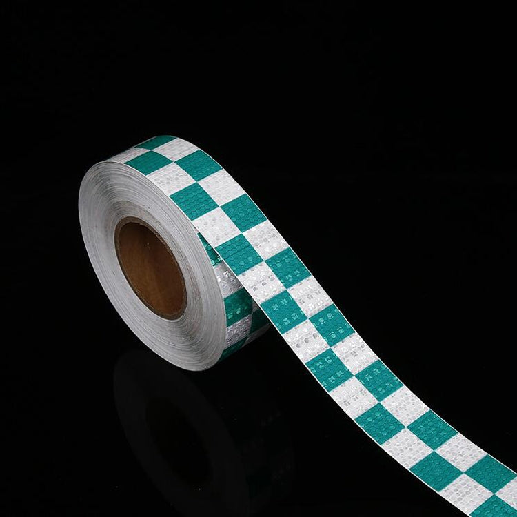 PVC Lattice Reflective Belt Generic Film Traffic Safety Facilities Anti-Collision Warning Stickers(White Green) - free shipping - PMC Jewellery - Order now!