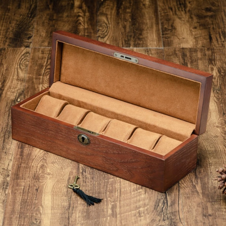 6 Slots Willow Watch Storage Box Jewelry Collection Display Box With Lock(Rectangle) - free shipping - PMc TechLife - Order now!