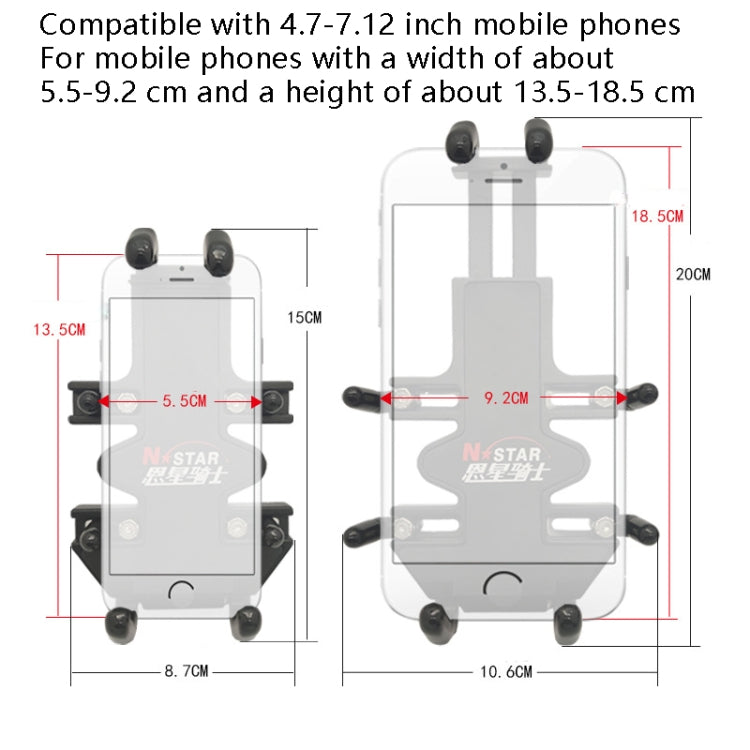 N-STAR NJN001 Motorcycle Bicycle Compatible Mobile Phone Bracket Aluminum Accessories Riding Equipment(With Expansion Head) - free shipping - PMC TechLife - Order now!