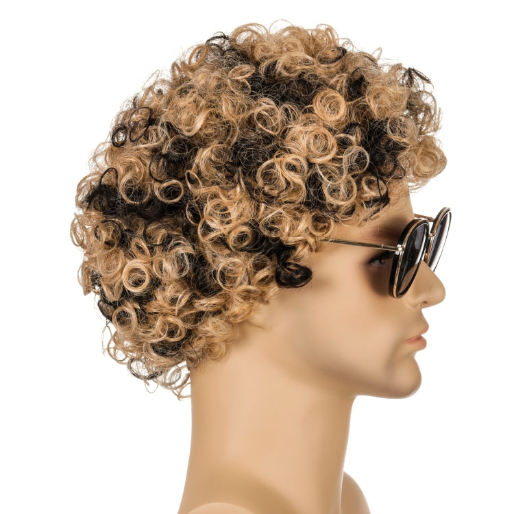 Men Wig Curls Hair Chemical Fiber Headgear(Brown+Black) - free shipping - PMC TechLife - Order now!