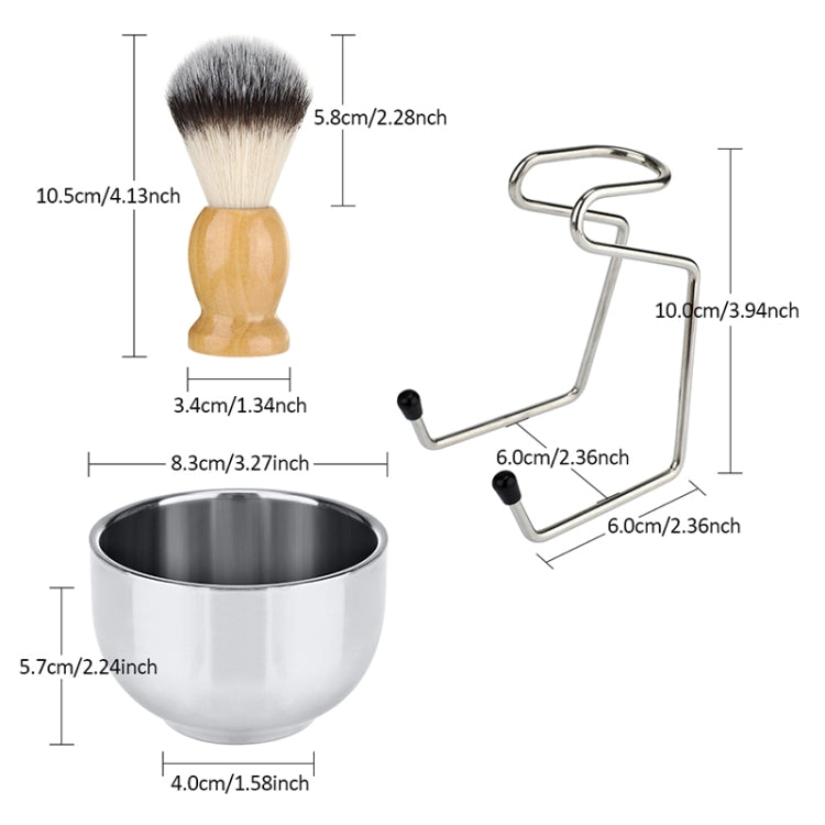 B3004 3 Pcs/Set Men Styling Tools Nylon Beard Brush Rack Foam Bowl(3 Pcs/Set) - free shipping - PMC TechLife - Order now!