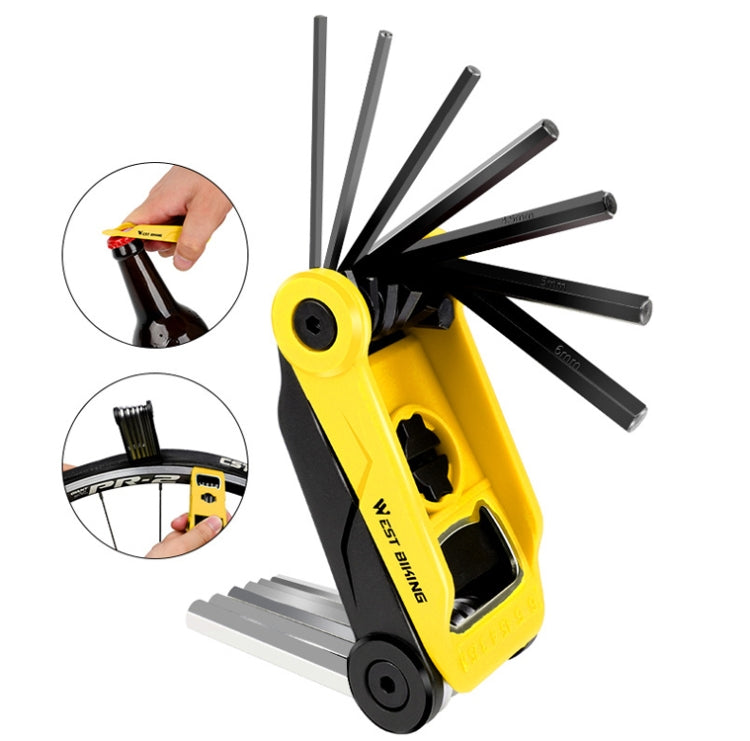 West Biking 16 In 1 Bicycle Repair Tool Multi-Function Wrench Hex Tool Riding Equipment(Black Yellow) - Maintenance tools by West Biking | Online Shopping South Africa | PMc TechLife | Buy Now Pay Later Mobicred