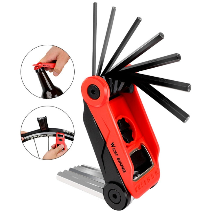 West Biking 16 In 1 Bicycle Repair Tool Multi-Function Wrench Hex Tool Riding Equipment(Black Red) - Maintenance tools by West Biking | Online Shopping South Africa | PMc TechLife | Buy Now Pay Later Mobicred