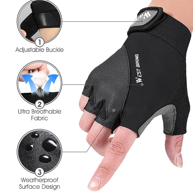 WEST BIKING YP0211210 Mountain Cycling Gloves Half Finger Breathable Anti-Slip Gloves Riding Equipment, Size: M(Dark Grey) - Cycling Gloves by WEST BIKING | Online Shopping South Africa | PMC TechLife | Buy Now Pay Later Mobicred