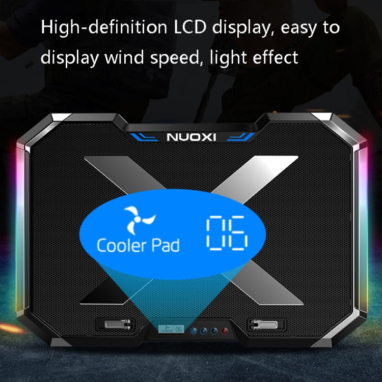 NUOXI Q8 Notebook Radiator LCD Screen Button Controllable RBG Luminescence Computer Cooling Base(Black) - free shipping - PMC Jewellery - Order now!