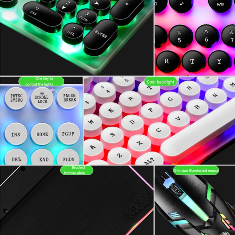 LIMEIDE GTX300 104 Keys Retro Round Key Cap USB Wired Mouse Keyboard, Cable Length: 1.4m, Colour: Punk Single Keyboard White - Wired Keyboard by LIMEIDE | Online Shopping South Africa | PMC TechLife | Buy Now Pay Later Mobicred