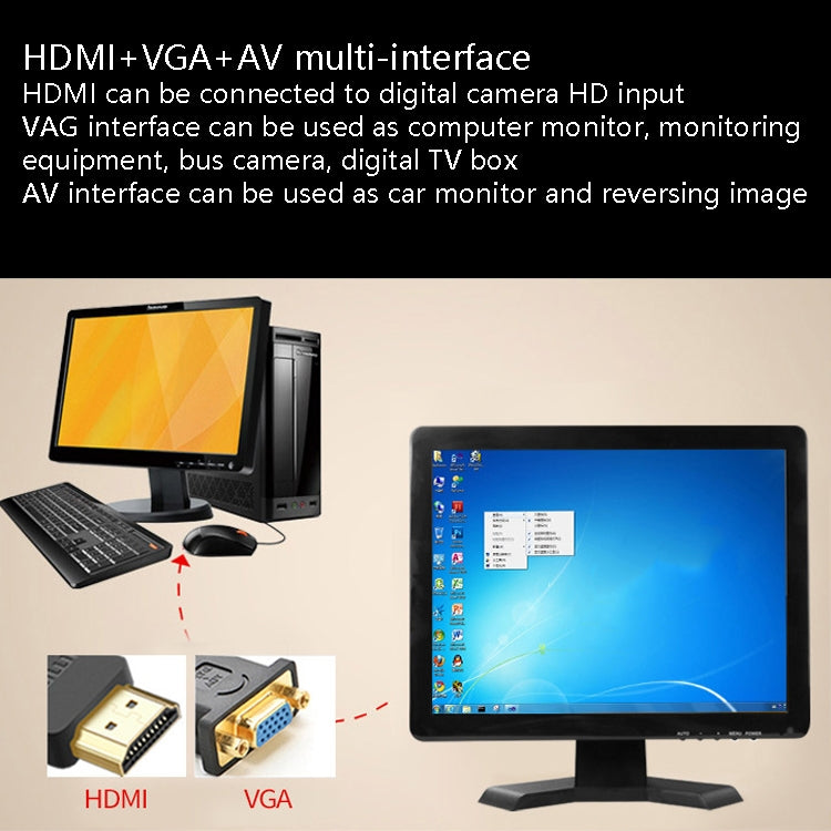 YB-700A-1 7 Inch 12/24V HD Car Monitor Display HDMI VGA AV Interface Home Computer Video Player Resolution: 1024 x 600 - Rearview Monitors by PMC TechLife | Online Shopping South Africa | PMC TechLife | Buy Now Pay Later Mobicred