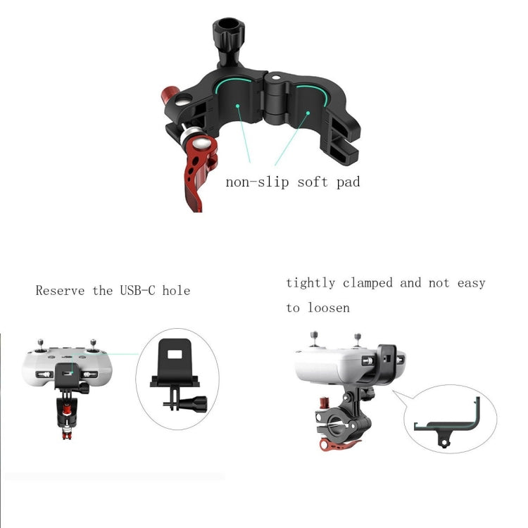 Sunnylife AIR2-Q9402 For DJI Air 2S / Mini 2 / Mavic Air 2 Remote Control Bicycle Holder Mount Bracket(Black) - Other by PMC TechLife | Online Shopping South Africa | PMC TechLife | Buy Now Pay Later Mobicred