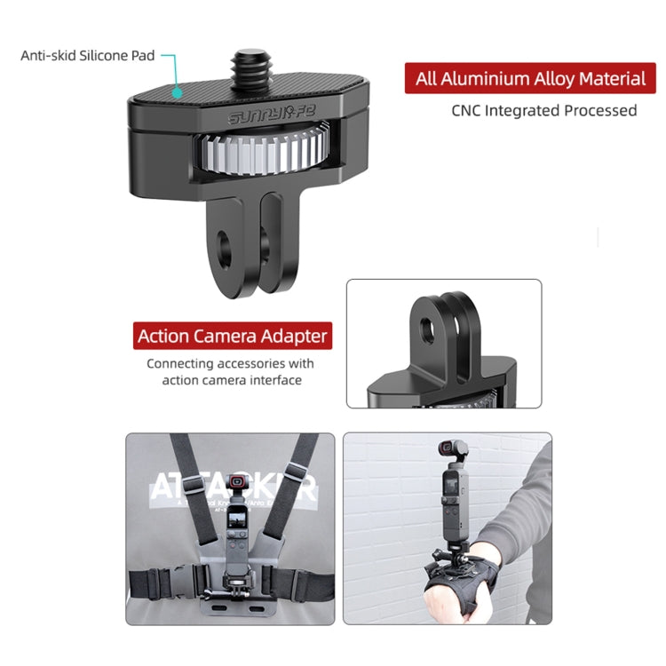 Sunnylife 1/4 inch Metal Adjustable Adapter For DJI Pocket 2 / FIMI PALM 2 / Insta360 One X-2(Dark Grey) - free shipping - PMC TechLife - Order now!