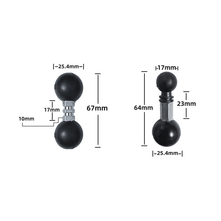 Industrial Instrument Bracket Locomotive Rubber Fixed Double Ball Adapter(25.4-25.4mm Ball Head) - Holder by PMC Jewellery | Online Shopping South Africa | PMC Jewellery | Buy Now Pay Later Mobicred