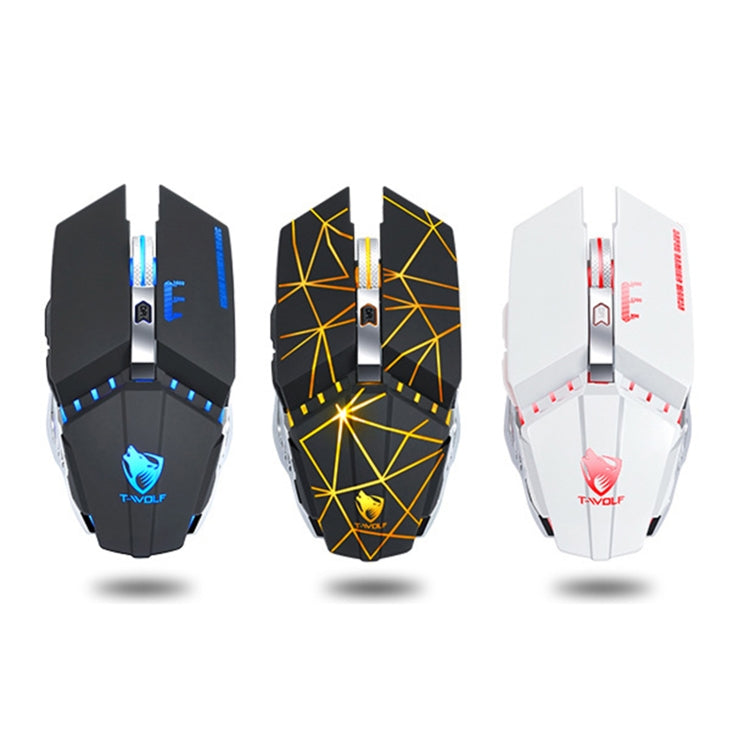 T-WOLF Q15 6-Buttons 1600 DPI Wireless Rechargeable Mute Office Gaming Mouse with 7 Color Breathing Light(Technology Black) - free shipping - PMC Jewellery - Order now!
