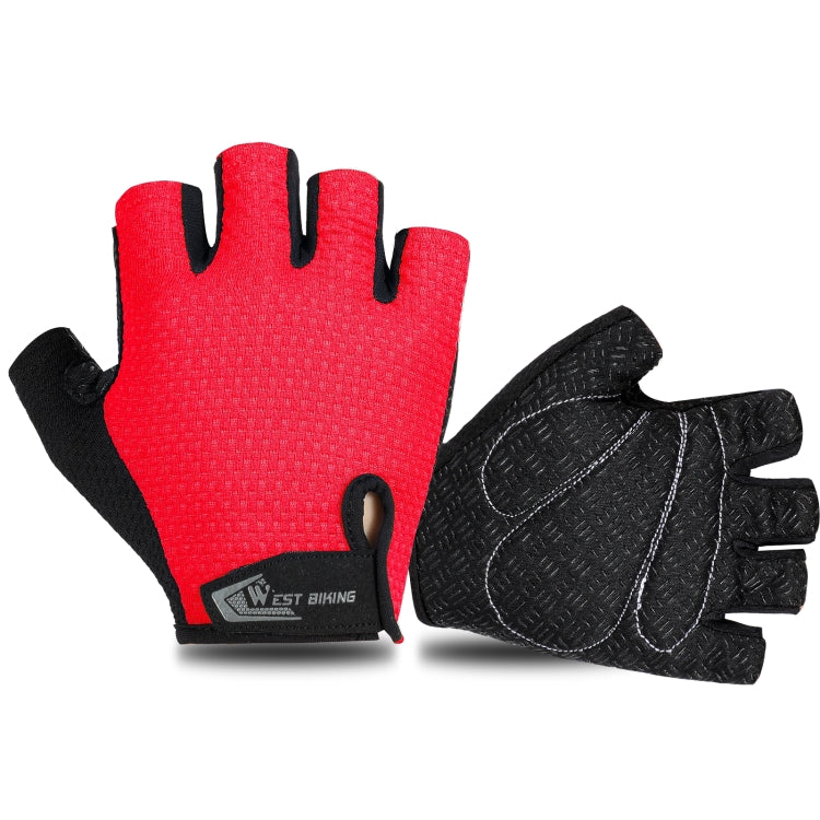 WEST BIKING YP0211218 Cycling Breathable Short Gloves Non-Slip Half Finger Gloves, Size: M(Red) - free shipping - PMC TechLife - Order now!