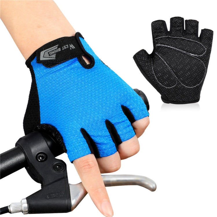 WEST BIKING YP0211218 Cycling Breathable Short Gloves Non-Slip Half Finger Gloves, Size: L(Blue) - free shipping - PMC TechLife - Order now!