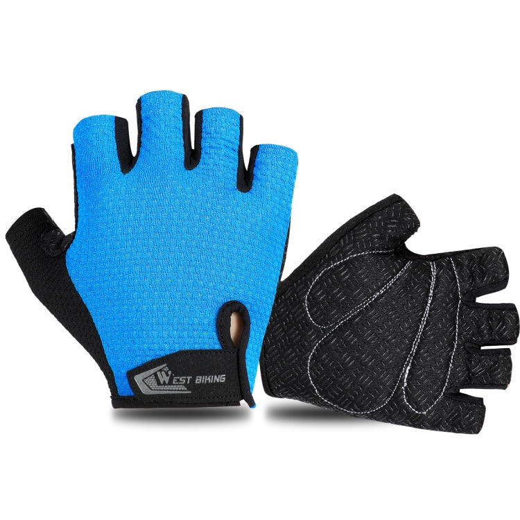 WEST BIKING YP0211218 Cycling Breathable Short Gloves Non-Slip Half Finger Gloves, Size: L(Blue) - free shipping - PMC TechLife - Order now!