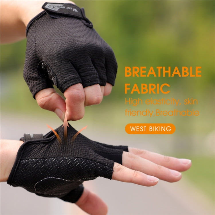 WEST BIKING YP0211218 Cycling Breathable Short Gloves Non-Slip Half Finger Gloves, Size: L(Blue) - free shipping - PMC TechLife - Order now!