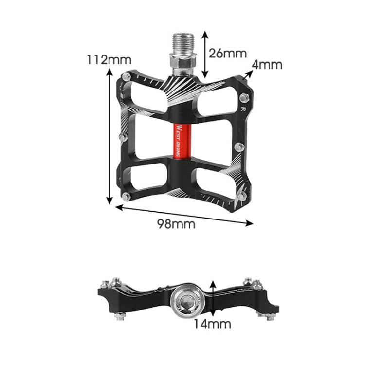 WEST BIKING YP0802080 Bicycle Aluminum Alloy Pedal Riding Foot Pedal Bicycle Accessories(Black) - free shipping - PMc TechLife - Order now!
